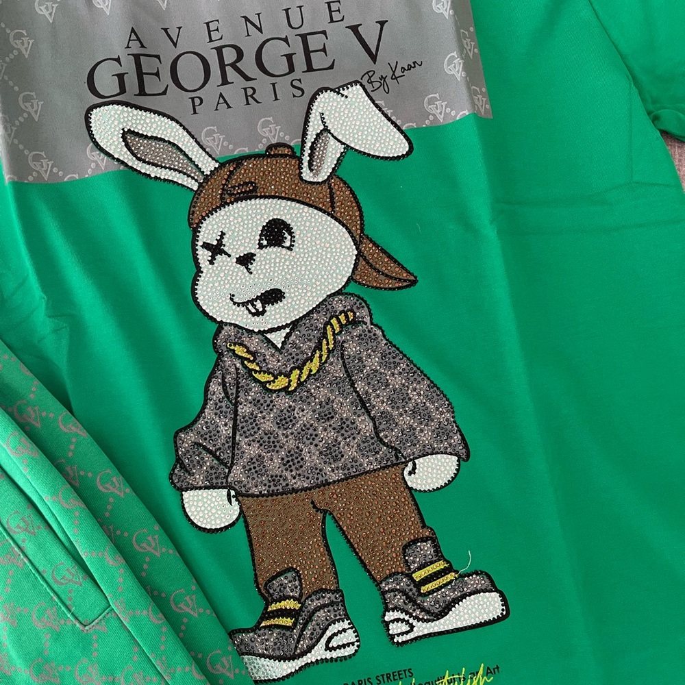 Avenue George V Paris Short Set Men's 2 piece set short sleeve  Rhinestone XL - Picture 5 of 10